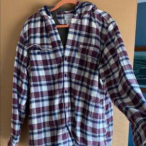 L.L. Bean Plaid Shirt Jacket - Blue and White